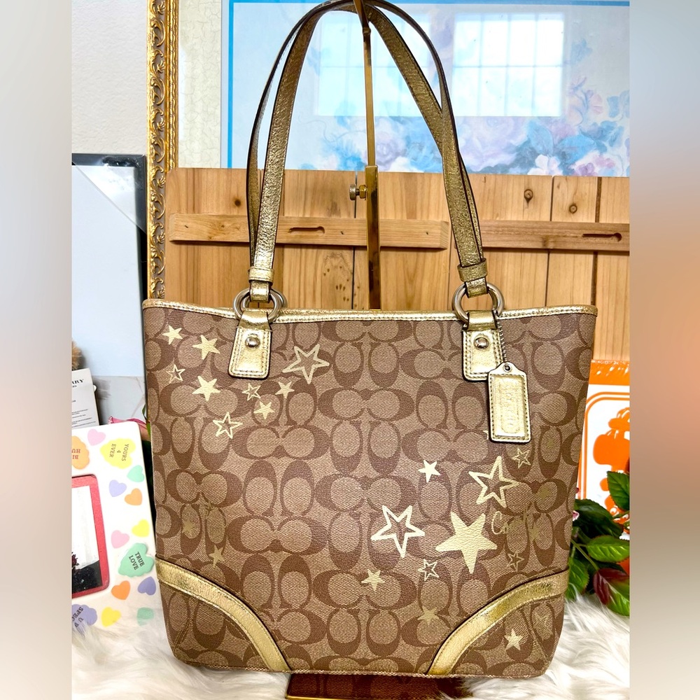 💜COACH Heritage Tote Stars Signature - Picture 2 of 11